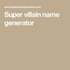 the cover of super villain name generator