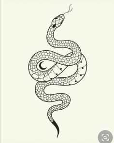 a black and white drawing of a snake with the letter s in it's mouth