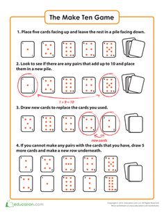 the make ten game is shown with instructions for each card and numbers to be written on it