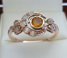 Memory Ring, Rose Gold Opal Ring, Opal Diamond Ring, Vintage Inspired Rings, Vintage Moon, Opal Ring Gold, Moon Ring, Ring Antique, Citrine Ring