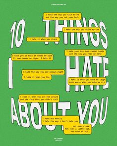 OO1 | "I hate the way I don't hate you, not even close, not even a little bit, not even at all" #10thingsihateaboutyou #filmposter #illustration #illustrationartists #illustrationart #poster #posterdesign #art #design #designgraphic #designer #designergraphic #desaingrafis #illustrator #adobeillustrator #adobephotoshop #digitalart #graphicdesign #typography Meaningful Graphic Design, Pixel Art Typography, Company Graphic Design, Date Graphic Design, Simplistic Graphic Design, Typography Poster Design Illustration, Surrealism Typography, Art Catalogue Design, Typography Poster Design Creativity