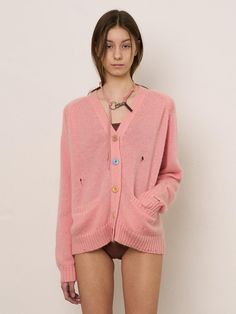 Composition : nylon 40%, mohair 30%, wool 30%Color : PINK Country of Origin : KOREA Cardigan Pink, Button Cardigan, Knitwear Cardigan, Crayon, Knitwear, Composition, Wool, Knitting, The Originals