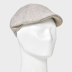 Gives any ensemble a pop of classic appeal with this Recycled Polyester Beanie from Goodfellow & Co™. Made from a midweight fabric, this woven beanie hat sits comfortably on your head, while a back elastic closure offers a secure fit. Showcasing a textured heathered pattern for cool flair, you can pair it with a variety of ensembles. Goodfellow & Co™: Feel good in what you wear, anywhere. Cotton Flat Cap For Fall, Classic Cotton Winter Hat, Fitted Casual Flat Cap, White Wool Casual Hat, Spring Wool Beanie Hat, Classic Spring Beanie Hat, Wool Flat Cap For Spring, Fitted Beige Beanie Hat, Spring Wool Flat Cap