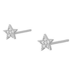 18K Gold-Plated 925 Sterling Silver Nickel-Free Lead-Free Hypoallergenic Push Back Stud Water Sensitive Moon Studs, Star Crossed, Minimalist Studs, Tiny Stud Earrings, Small Earrings Studs, Cz Stud Earrings, Star Studs, Modern Earrings, Star Shape