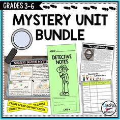 the mystery unit bundle includes three books and two papers