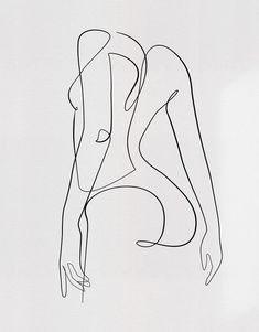 a black and white drawing of a woman's torso