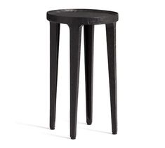 a small black table with two legs on the bottom and one leg up against it