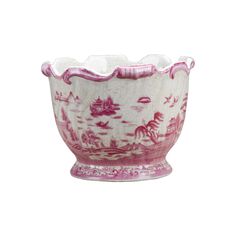 Pink and White Willow Porcelain Round Planter - Indoor Planters -  The Well Appointed House White Willow, Willow Pattern, Fine Porcelain, Indoor Planters, Red Floral, Pink And White, Color Variations, Create Yourself, Handmade Items