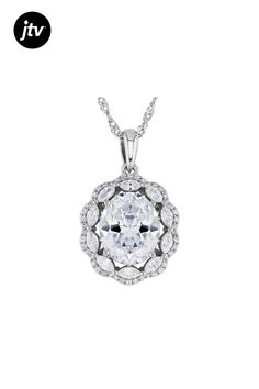 Bella Luce�� white diamond simulant 9.53ctw oval, marquise, and round, rhodium over sterling silver pendant with chain. Pendant measures approximately 1.02" L x 0.65" W and has a 2.5mm bail. Includes a 18" L x 0.03" W singapore chain that has a 2" extender and lobster claw clasp closure. The diamond equivalent weight is 5.77ctw. Classic Silver Oval Diamond Necklace, Silver Marquise Cut Diamond Necklace For Formal Occasions, Classic Diamond White Oval Pendant Jewelry, Classic Diamond Cut Oval Pendant Jewelry, Silver Marquise Diamond Necklace With Accents, Classic Silver Marquise Diamond Necklace, Classic Oval Pendant Jewelry In Diamond White, Classic Oval Pendant Jewelry With Diamond Cut, Classic Oval Pendant With Diamond Cut