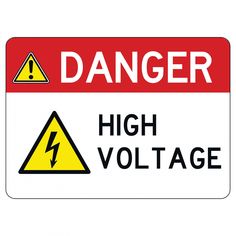 a danger sign with the words high voltage and an image of a lightning symbol on it