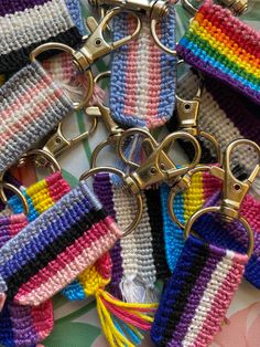 several keychains that have been made to look like they are knitted together