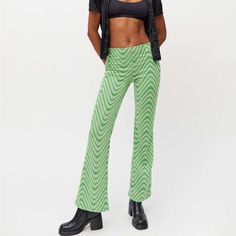 Size M Brand New W Tag Cheap Women's Pants From Urban Outfitters, Urban Outfitters Top, Flare Legging, Green Wave, Flare Pant, Urban Outfitters Pants, Green Fits, Small Waist, Flare Pants