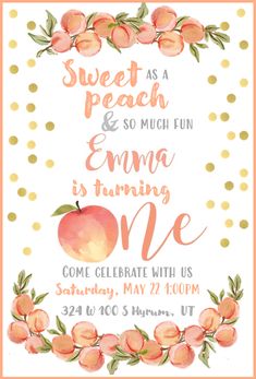 a peach themed birthday party with polka dot dots and watercolors on the background