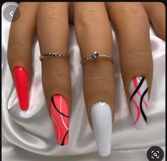 Summer Nails Ideas 2024, Summer Coral Nails, Medium Coffin Nails, Spring Nails Coffin, Medium Coffin, Coral Nails, Sassy Nails, Fancy Nails Designs, Stylish Nails Designs