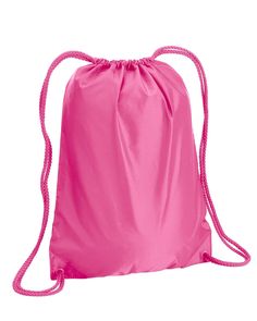 Upgraded Super 210 Denier Nylon; Color matched DUROcord drawstring: 3 to 6 times thicker than the average drawstring; Matching corners and metal grommets; Non-branded label/tag; Imprint size: 12 width; 14 x 18 Nylon Backpack Drawstring Bag For School, Nylon Drawstring Backpack Bag For School, Pink Nylon Gym Backpack, Pink Nylon Gym Bag For School, Liberty Bag, Gift Catalog, Team Gear, Disney Family, Cute Bags