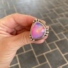 Synthetic Opal Rose Cut Sterling Silver Ring- Wide Band So Best Fits A Size 8. Never Worn. Purchased On Etsy. Pink Fusion Style Gemstone Jewelry, Adjustable Fusion Style Pink Jewelry, Weird Accessories, Pink Opal Ring, Rings Opal, Australian Opal Ring, Jewelry Piercing, Unique Opal, Body Jewelry Piercing