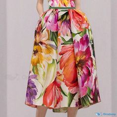 Orcajump - Latest Fashionable Sleeveless Printed Dress with A-line Cut and Waist Cinching Design Casual Multicolor Sleeveless Dress For Garden Party, Summer Sleeveless A-line Dress For Garden Party, Chic Sleeveless Full Skirt Dress For Summer, Chic Sleeveless Dress With Full Skirt For Summer, Multicolor Casual Sleeveless Dress For Spring, Pink A-line Sleeveless Dress For Spring, Casual A-line Sleeveless Dress For Spring, Casual Floral Print Dress With Flared Skirt, Chic A-line Sleeveless Dress For Spring