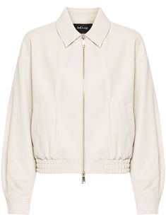 Tout a Coup faux-leather Bomber Jacket - Farfetch White Leather Jacket Outfit, Womens Leather Jacket Outfit, Beige Leather Jacket, White Jackets, Jacket Outfit Women, White Leather Jacket, Leather Jacket Outfits, Airport Fashion, Jacket Brands