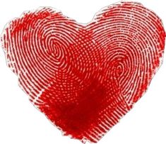 a fingerprint in the shape of a heart is shown with red ink on it