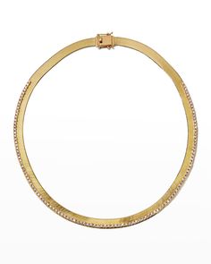 LANA herringbone curve necklace. Signature 14-karat gold flat-link chain. Herringbone chain with diamond trim. 2.42 total diamond carat weight. Approx. 16"L; 0.275"W. Lobster clasp. Lana Jewelry, Gold Flats, Liquid Gold, Herringbone, Neiman Marcus, Diamond Necklace, Gold Bracelet, Tops Designs, Chain