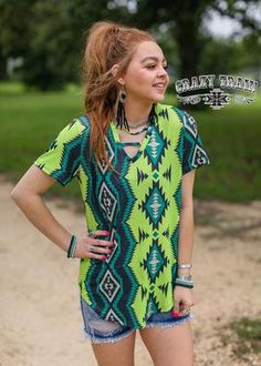 Available in S- 3XL! Enjoy free shipping & sezzle!! Crazy Train Clothing, Nfr Style, Rodeo Fashion, Aztec Design, Aztec Designs, Leopard Print Top