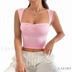 Lasaky - Sleek and Sensual Sleeveless Top with Front Pleats and Back Cutout Design Dress To Impress Outfits, Y2k Fall Outfits, Slim Vest, Long Skirt Fashion, Pu Leather Skirt, Y2k Sweater, Cutout Design, Long Skirts For Women, Vest Fashion