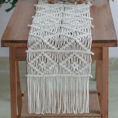 Macrame Bohemian-style Handmade Woven Table Runner - dazuma Woven Mat, Woven Table Runner, Dining Table Runner, Dining Table Runners, Circle Light, The Runner, Over The Edge, Flush Mount Ceiling Fan, Macrame Ideas