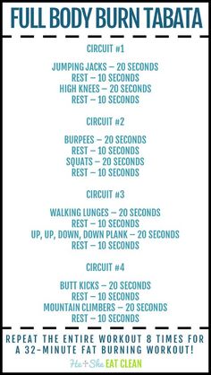 the full body burn tabata workout plan is shown in black and white with blue lettering