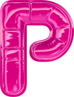 the letter p is made up of shiny pink plastic material and has a rounded shape