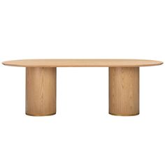 an oval wooden table with two pedestals on each side and one end in the middle