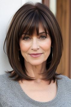 Hairstyles For Over 40 Women New Looks, Medium Length Bob With Bangs, Shoulder Length Hairstyles With Bangs, Shoulder Length Bob With Bangs, Shoulder Length Haircut With Bangs, Medium Length Haircuts With Bangs, Shorter Hairstyles, Shoulder Length Hair With Bangs