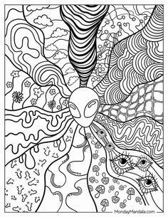 a coloring book page with an abstract design