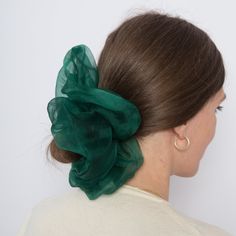 "Hand painted and hand made 100% pure silk organza scrunchie. Scrunchie can go round hair approximately twice on normal thickness hair. I am professional silk painting artist with many years of experience. My studio is located in beautiful place near the Adriatic sea in Albania. - 100% silk organza - 30 cm, 11.8\" inches - hand washable - 100% hand made with love - gift wrapped - worldwide shipping" Best Real Hair Scrunchies, Scrunchies Anthropologie, Giant Scrunchie, Organza Scrunchie, Book Scarf, Green Scrunchie, Handpainted Silk Scarves, Personalized Scarves, Silk Chiffon Scarves