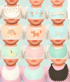 the baby bib has different designs on it