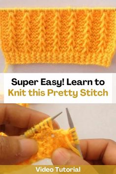 Super Easy! Learn to Knit this Pretty Stitch Knitted Scarves Free Patterns, Knitted Scarf Pattern Free Easy, Scarfs Knitted, Knitting Stitches For Beginners, Crocheted Washcloths, Knit Stitch Patterns Free, Stitch Step By Step, Easy Scarf Knitting Patterns, Knitting 101