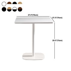 a white table with measurements for the height