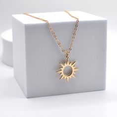 Metal Sun Design Necklace As Gift, Gold Plated Sun Design Necklace Gift, Gold Plated Sun Design Necklace As Gift, Gold Sunburst Jewelry For Gift, Gold Sun Design Necklace In Metal, Gold Sun-shaped Jewelry For Everyday, Gold Dainty Sun-shaped Jewelry, Dainty Gold Sun-shaped Jewelry, Dainty Sun-shaped Gold Jewelry