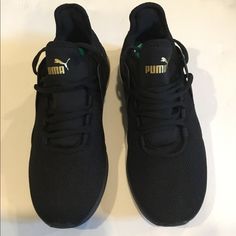 Black Puma Sneakers Size 8 Us, 38.5 Eu New, Never Worn Bx40 Black Athleisure Running Shoes With Puma Logo, Puma Shoes Women Black, Puma Black Shoes Women, Black Puma Sneakers For Running, Black Puma Athleisure Running Shoes, Womens Puma Shoes Black, Black Puma Running Shoes, Black Puma Running Sneakers, Sporty Black Puma Sneakers