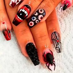 🎃 Get ready to spookify your nails this Halloween with these wickedly cute designs! 💅🏼 From creepy crawly spiders to ghostly ghouls, these nail art ideas will have you howling with delight. #HalloweenNails #NailArt #SpookySeason #TrickOrTreatYoSelf #GhoulishGlam #WitchyVibes #Boo-tifulNails #FangtasticManicure #NailGoals #HalloweenHype 🕷️👻🎃 Short Gothic Nails, Horror Nail Art, Colored Nail Tips, Special Nails, Anime Nails