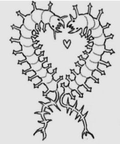 a drawing of a heart with many arrows