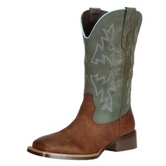 PRICES MAY VARY. This J's.o.l.e cowboy boot is a head turner and stylish and comfort.Truly everything a cowgirl could want for that special boot in her collection.SIZE TIPS: WIDE COWBOY BOOTS FOR WOMEN, NARROW AND STANDARD FEET WE SUGGEST ORDER ONE SIZE DOWN. WIDE SQUARE TOE PROFILE：Double-stitched welt and wide width toe design to keep feet comfortable. FASHION COWBOY DESIGN ：Women's Square Toe Cowgirl Boot is dual color with a beautiful turquoise shaft and distressed design.Our modern embroide Women Cowgirl Boots, Cowgirl Boots Square Toe, Cowgirl Boots Square Toed, Square Toe Western Boots, Cowboy Design, Embroidered Boots, Cowgirl Boot, Boots Square Toe, Cowboy Western