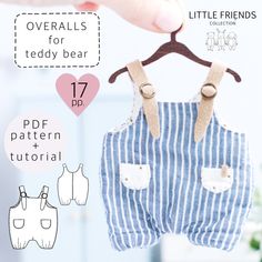 Overalls Sewing Pattern for Teddy Bear, Doll Clothes Pattern, Toy Dress Pattern, Teddy Bear Clothes Pattern, Pattern for Teddy Bear Clothes - Etsy Build A Bear Clothes Pattern Free, Making Overalls, Overalls Sewing Pattern, Bear Clothing, Pattern Teddy Bear, Bear Clothes, Teddy Bear Clothes, Doll Clothes Pattern, Cute Sewing Projects