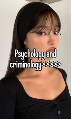 a woman with long hair wearing a beanie and looking at the camera text reads,'psychology and criminology '