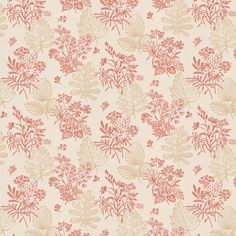 an orange and beige floral wallpaper pattern