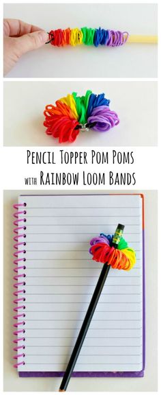 the rainbow loom bands are made from paper and yarn, so you can use them to make your own pom poms