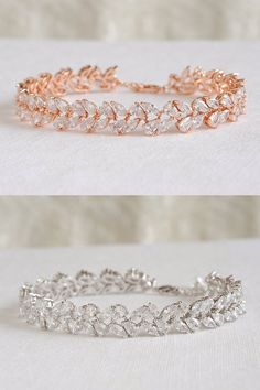 Rose Gold Bridal Bracelet, Crystal Bridal Bracelet, Leaf Cluster Tennis Bracelet, Marquise CZ Bracel Rose Gold Jubilee Cuff Bracelet For Wedding, Rose Gold Jubilee Bracelet For Wedding, Cubic Zirconia Jubilee Cuff Bracelet For Wedding, Cubic Zirconia Cuff Bracelet For Wedding, White Jubilee Cuff Bracelet For Wedding, Sparkling Bangle Bracelets For Wedding, Gold Bracelet Wedding, Cluster Design, Bracelet Tennis