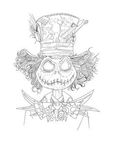 a black and white drawing of a skeleton wearing a top hat