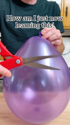 a man is cutting through an egg with scissor on the side and text reads, how can i just now learn learning this?