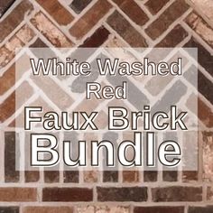 the white washed red faux brick bundle is shown with text overlays that reads, white washed red faux brick bundle