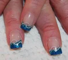 Ocean love Border Nails, French Tip Gel Nails, Nail Tip Designs, Makeup Nails Designs, Fingernail Designs, French Tip Nail Designs, French Nail, Beach Nails, Gel Nail Designs